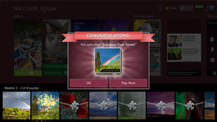 Microsoft Jigsaw Unlocking Puzzle in Collection Motion Mockup
